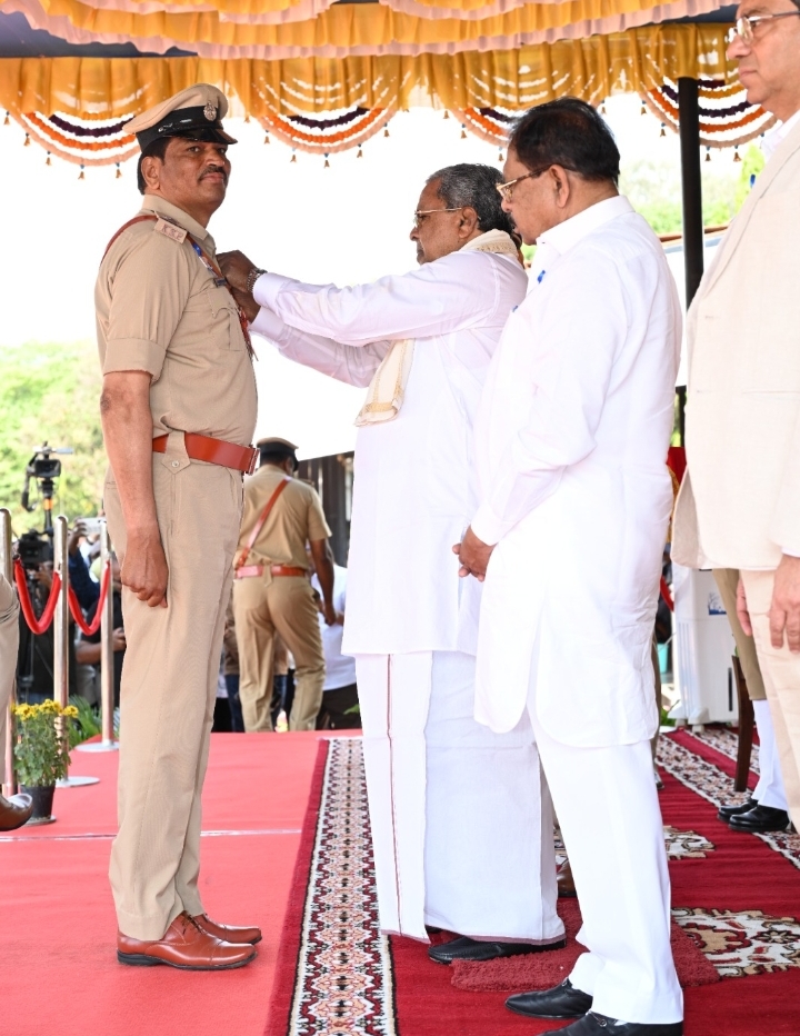 Chief Minister's Gold Medal to ASI Shivakumar, an intelligence officer in Kollegala Bhimanagar, Mysore.